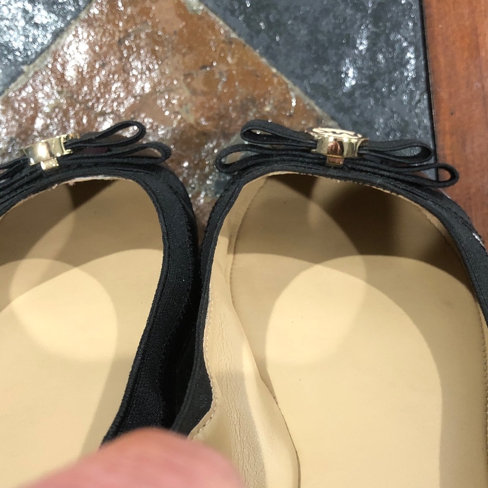 Michael Kors Fulton Ballet Flats Black Sz 10 leather and patent leather Bow&Logo - Picture 7 of 16